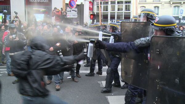 Полиция разогнала митингующих в защиту экологии в Париже - Sputnik Узбекистан