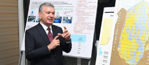 Президент Узбекистана Шавкат Мирзиёев во время посещения Каракалпакстана - Sputnik Узбекистан