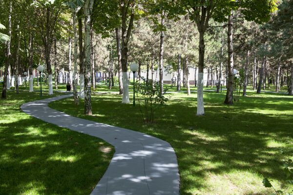 Территория вокруг резиденции Оксарой представляет собой уютный парк, где можно погулять и отдохнуть в тени - Sputnik Узбекистан
