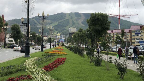 Вид на горы с проспекта Победы в Южно-Сахалинске - Sputnik Узбекистан