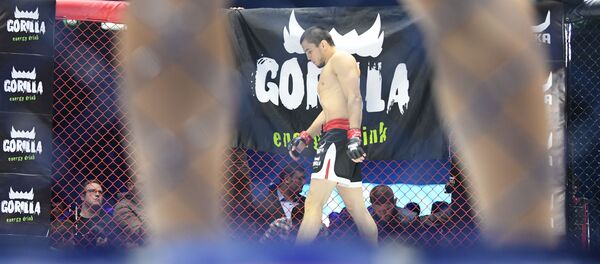 Умар Нурмагомедов на ринге в Ташкенте перед своим соперником Умар Нурмагомедов на ринге в Ташкенте перед своим соперником - Sputnik Узбекистан