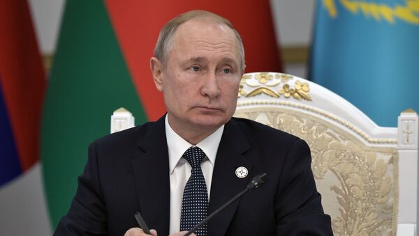Prezident RF Vladimir Putin na zasedanii Soveta kollektivnoy bezopasnosti ODKB v uzkom sostave - Sputnik Oʻzbekiston