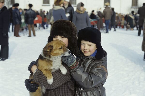 Мальчики с щенком в Каргополе, 1987 год - Sputnik Узбекистан