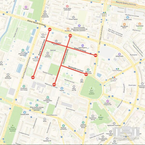 Какие улицы Ташкента перекроют на Новый год — карта - Sputnik Узбекистан