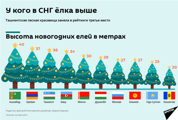 Главная елка Ташкента вошла в тройку самых высоких на территории СНГ Главная елка Ташкента вошла в тройку самых высоких на территории СНГ - Sputnik Узбекистан