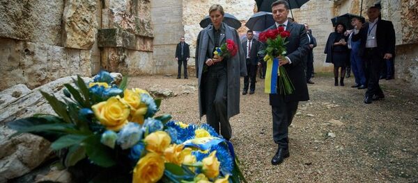 Президент Украины Владимир Зеленский во время рабочей поездки в Израиль Президент Украины Владимир Зеленский во время рабочей поездки в Израиль - Sputnik Ўзбекистон