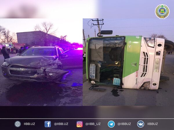 Автобус перевернулся на дороге - есть пострадавшие - Sputnik Узбекистан