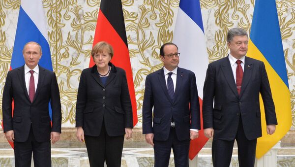 Переговоры лидеров России, Германии, Франции и Украины в Минске - Sputnik Узбекистан