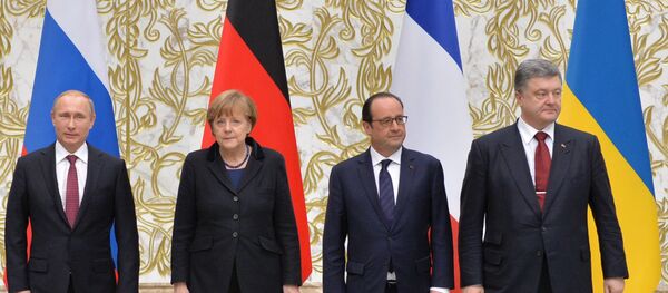 Переговоры лидеров России, Германии, Франции и Украины в Минске Переговоры лидеров России, Германии, Франции и Украины в Минске - Sputnik Узбекистан