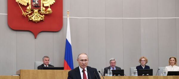 Президент РФ В. Путин принял участие в пленарном заседании Госдумы РФ Президент РФ В. Путин принял участие в пленарном заседании Госдумы РФ - Sputnik Узбекистан