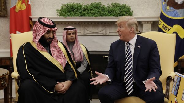 Prezident SShA Donald Tramp i nasledniy prins Saudovskoy Aravii Muxammed ben Salman vo vremya vstrechi v Belom dome v Vashingtone - Sputnik O‘zbekiston