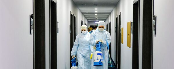 Санитарная обработка в здании Санитарная обработка в здании - Sputnik Ўзбекистон