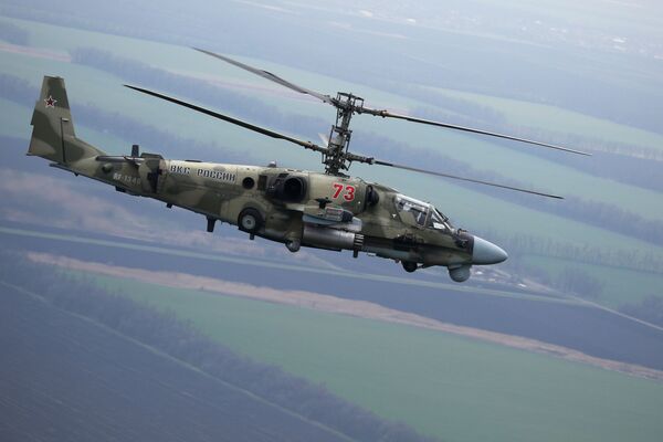 Вертолет Ка-52 Аллигатор во время летно-тактических учений в Краснодарском крае - Sputnik Узбекистан