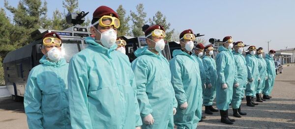 Нацгвардия и сотрудники МВД приступили к дезинфекции улиц Ташкента из-за коронавируса - Sputnik Узбекистан