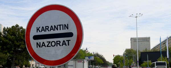 Дорожный знак с надписью Карантин Дорожный знак с надписью Карантин - Sputnik Ўзбекистон