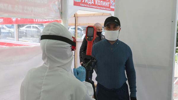 У всех посетителей с помощью тепловизора измеряется температура тела при входе на рынок и дезинфицируется руки антисептиками - Sputnik Ўзбекистон