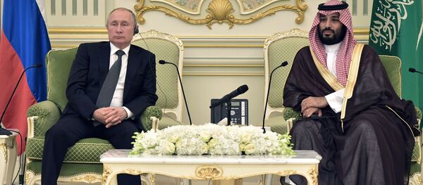 Президент РФ Владимир Путин и наследный принц Саудовской Аравии, министр обороны королевства Саудовская Аравия Мухаммед бен Сальман аль Сауд (справа) во время встречи - Sputnik Узбекистан