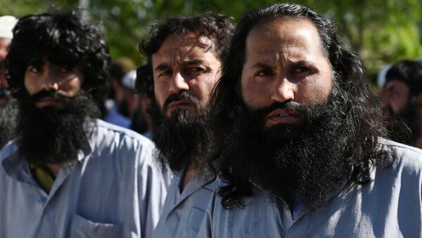 Zaklyuchennie talibi vo vremya ix osvobojdeniya iz turmi Bagram, Afganistan - Sputnik O‘zbekiston