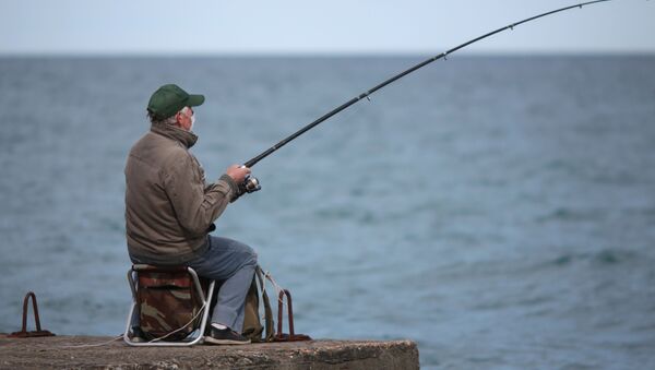  Рыбак на набережной Алушты после отмены режима самоизоляции в Крыму - Sputnik Ўзбекистон