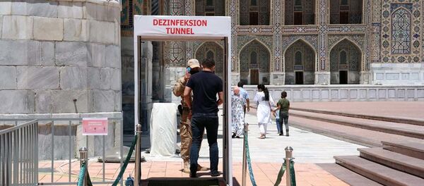 Во всех исторических объектах Самарканда установлены дезинфицирующие тунели. - Sputnik Ўзбекистон