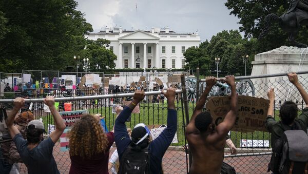 Протестующие у Белого дома в Вашингтоне - Sputnik Узбекистан