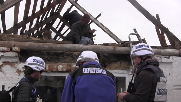 Наблюдатели ОБСЕ осмотрели разрушенные обстрелами дома в Николаевке - Sputnik Узбекистан