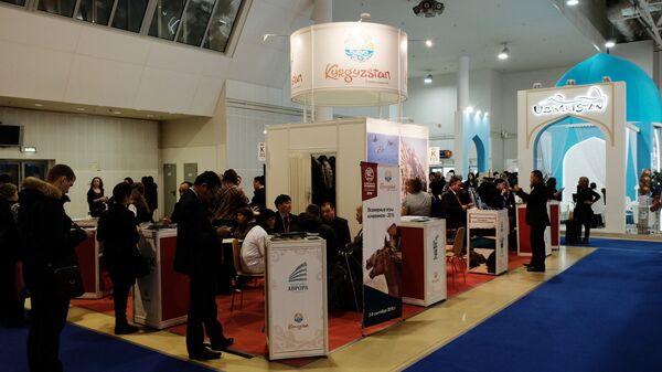 Стенд республики Кыргызстан на туристической выставке MITT-2016 в Москве Стенд республики Кыргызстан на туристической выставке MITT-2016 в Москве - Sputnik Узбекистан