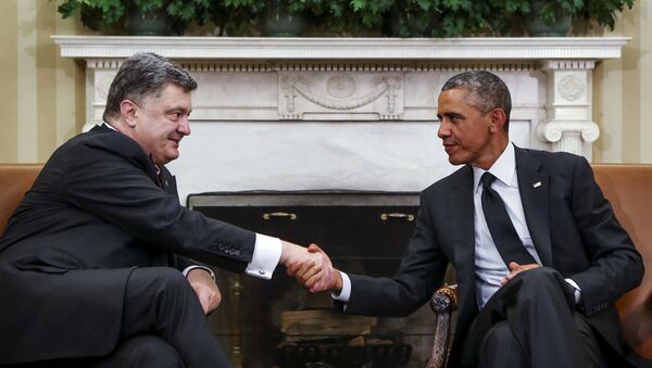 Ukraina prezidenti Poroshenko va AQSh prezidenti Obama - Sputnik O‘zbekiston