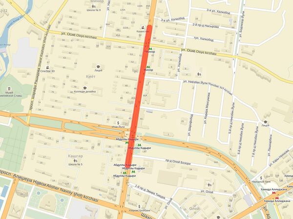 Ранее асфальт уложили по улице Амира Темура от Алайского рынка до бывшего кинотеатра «Казахстан» Ранее асфальт уложили по улице Амира Темура от Алайского рынка до бывшего кинотеатра «Казахстан» - Sputnik Узбекистан