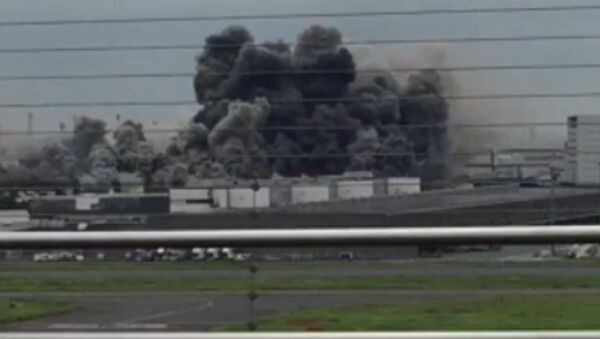 Густой дым поднялся над заводом в Токио во время пожара - Sputnik Узбекистан