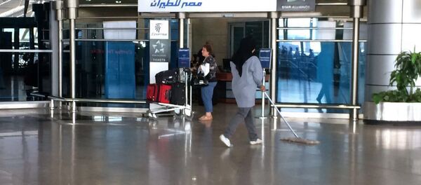 Лого авиакомпании EgyptAir Национальном аэропорту Египта - Sputnik Узбекистан