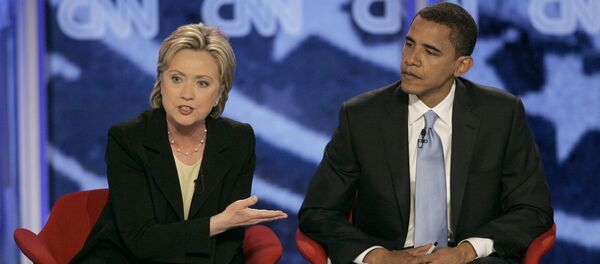 Хиллари Клинтон ва Барак Обама. Хиллари Клинтон ва Барак Обама. - Sputnik Ўзбекистон