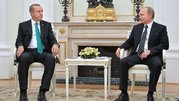 Президент РФ В.Путин и президент Турции Р.Эрдоганом - Sputnik Узбекистан