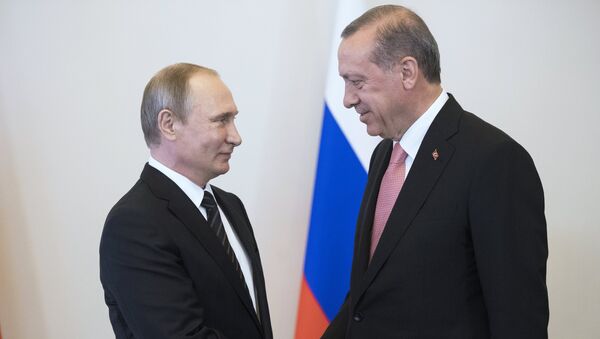Встреча президентов России и Турции В. Путина и Р. Эрдогана - Sputnik Ўзбекистон