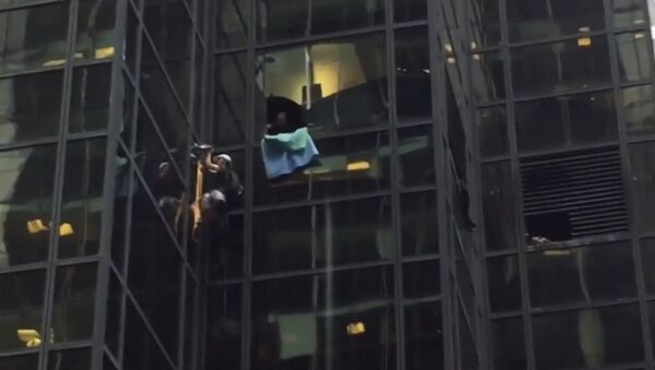 Мужчина на присосках взобрался по стене небоскреба Trump tower в Нью-Йорке (Сербия) - Sputnik Узбекистан