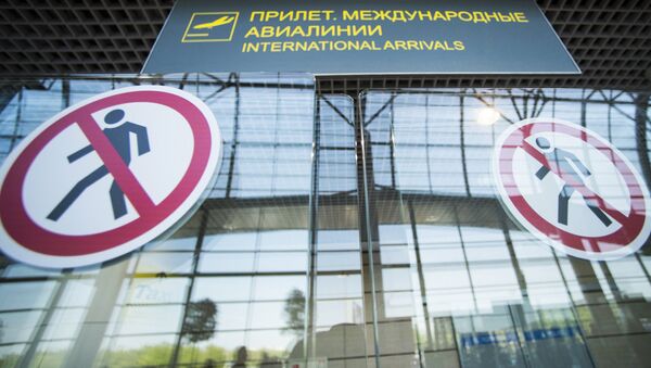 Табличка в секторе Е в аэропорту Домодедово - Sputnik Узбекистан
