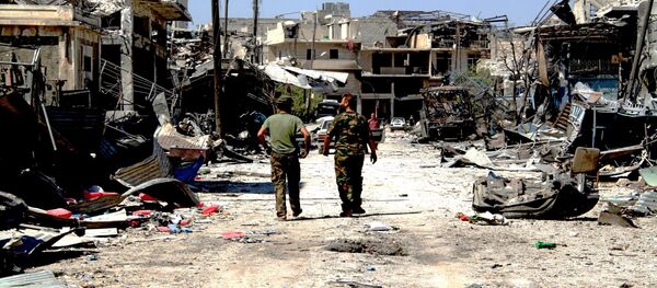 Сурия армияси жангчилари террорчилардан озод қилинган Рамус туманида (Алеппо жануби) Сурия армияси жангчилари террорчилардан озод қилинган Рамус туманида (Алеппо жануби) - Sputnik Ўзбекистон