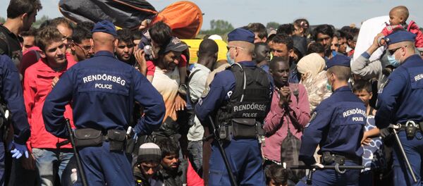 Беженцы на сербско-венгерской границе Беженцы на сербско-венгерской границе - Sputnik Узбекистан