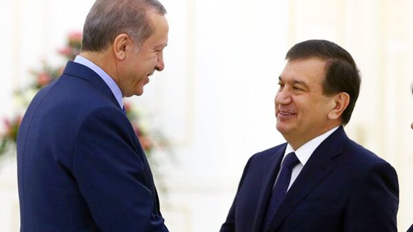 Shavkat Mirziyoyev Turkiya prezidentini aeroportda shaxsan kutib oldi - Sputnik Oʻzbekiston