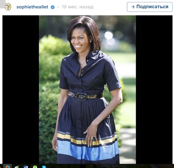 Мишель Обама в одном из платьев Софи Теалле - Sputnik Узбекистан