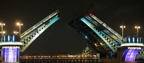 Разведенный Благовещенский мост в Санкт-Петербурге - Sputnik Узбекистан