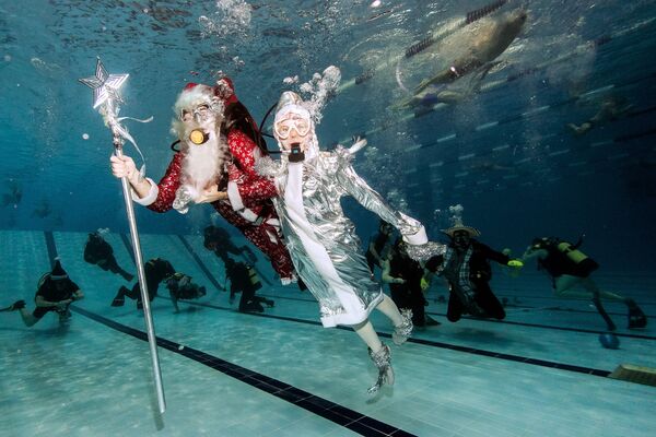 Празднование Нового года - 2017 в бассейне - Sputnik Узбекистан