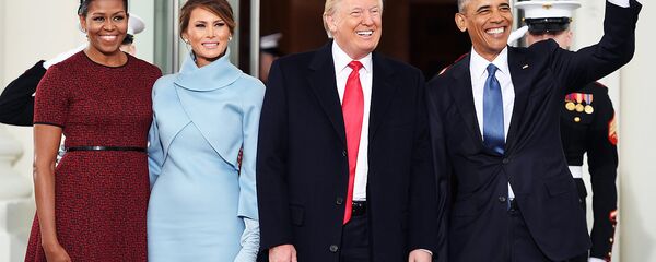 Mishel Obama, Melanya Tramp, Donald Tramp va Barak Obama Vashingtondagi Oq uyda - Sputnik O‘zbekiston