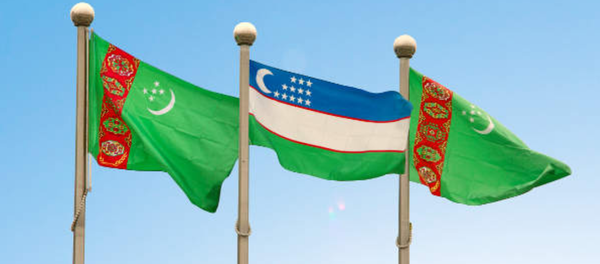Флаги Узбекистана и Туркменистана Флаги Узбекистана и Туркменистана - Sputnik Ўзбекистон
