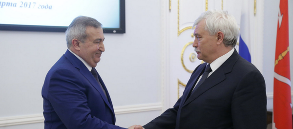 Губернатор Санкт-Петербурга Георгий Полтавченко и хоким Ташкентской области Шукурулло Бабаев - Sputnik Узбекистан