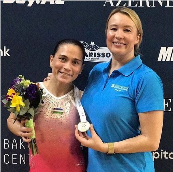 Оксана Чусовитина с тренером на Кубке мира в Баку - Sputnik Узбекистан