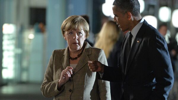 Президент США Барак Обама и Федеральный канцлер Германии Ангела Меркель - Sputnik Узбекистан