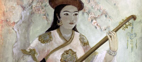 Reproduksiya portreta poetessi Mutribi, vipolnennogo Shamsroy Xasanovoy Reproduksiya portreta poetessi Mutribi, vipolnennogo Shamsroy Xasanovoy - Sputnik O‘zbekiston