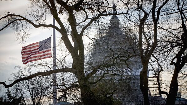 Amerikanskiy flag pered Kapitoliyem v Vashingtone - Sputnik O‘zbekiston