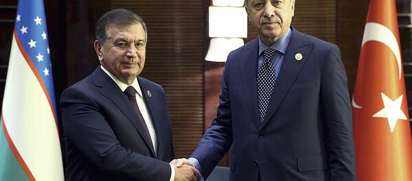 Президент Турции Реджеп Тайип Эрдоган (справа) и президент Узбекистана Шавкат Мирзиёев Президент Турции Реджеп Тайип Эрдоган (справа) и президент Узбекистана Шавкат Мирзиёев - Sputnik Ўзбекистон